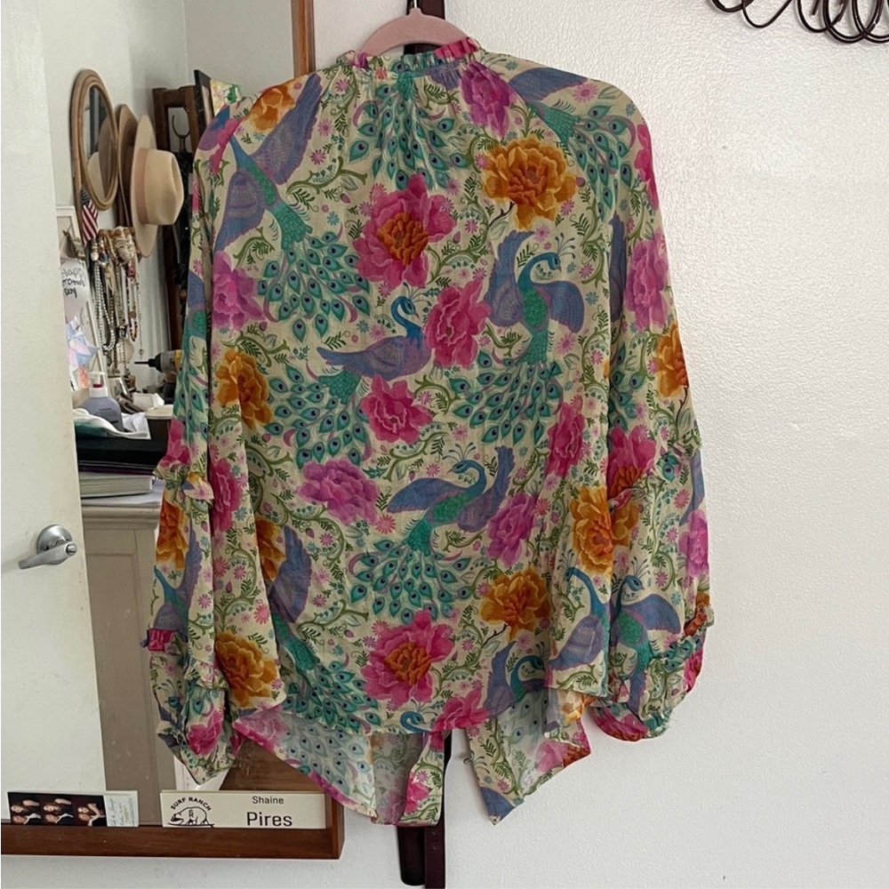 Spell Multicolor Floral and Peacock Blouse